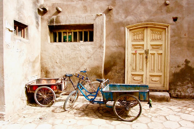 Driewieler fiets of een transportfiets kope